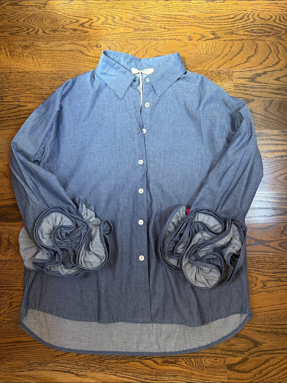 Astrid Denim Top “Wild Flower Blouse” Size One Size NWT